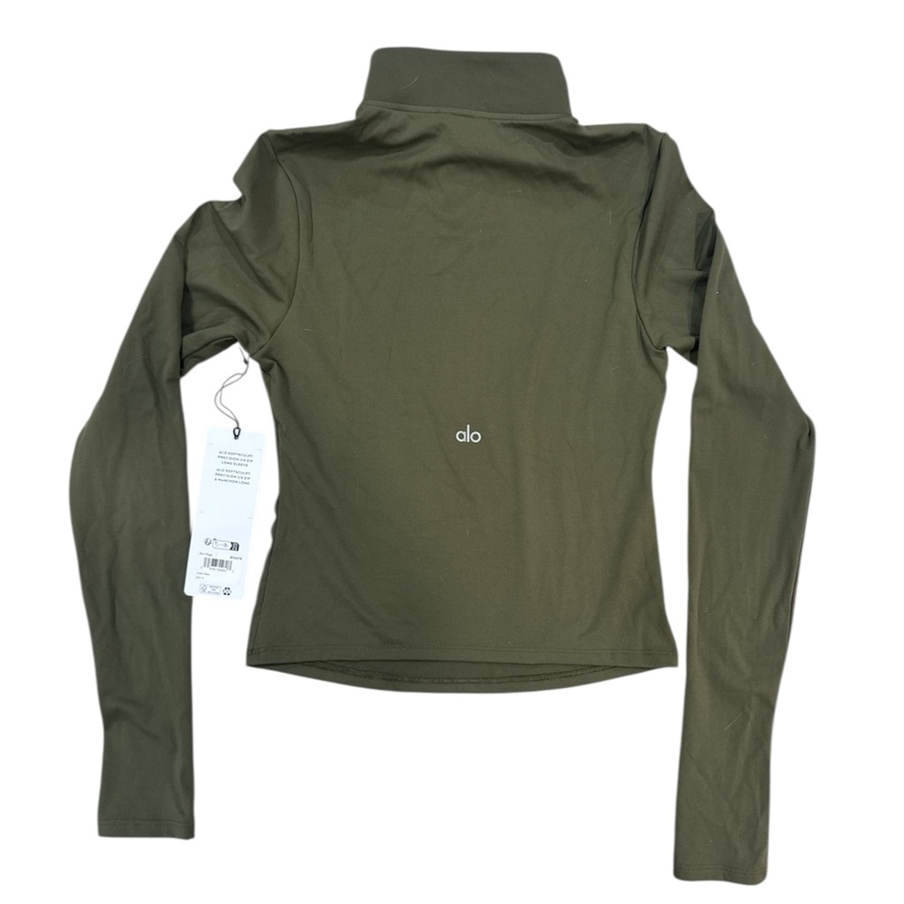 ALO Yoga- Softsculpt Precision 1/4 Zip Long Sleeve In Olive - Picture 2 of 4